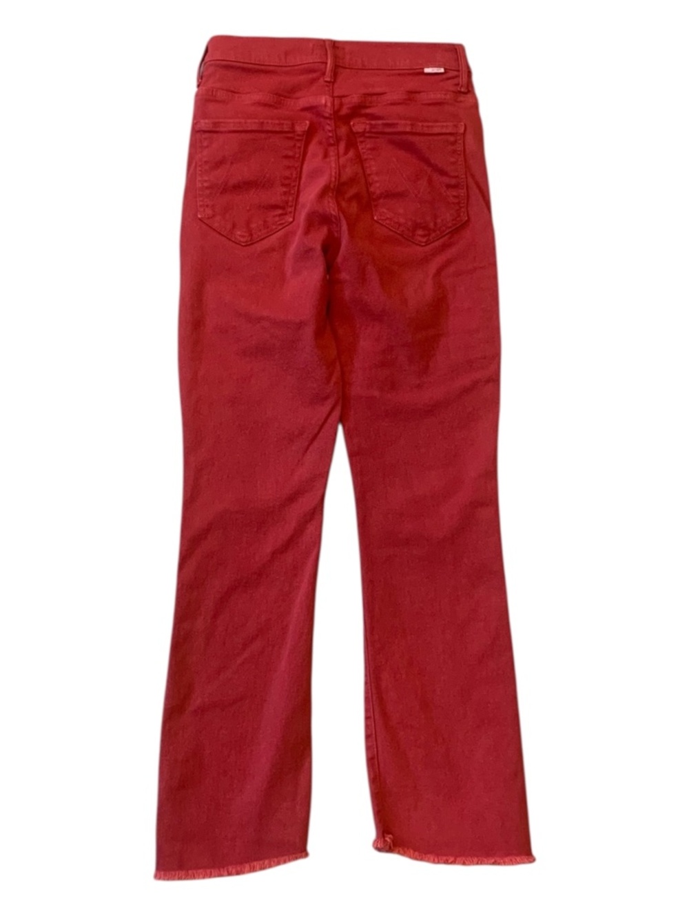 Mother The Insider Crop Step Fray Jeans Second Chances Hot Rod Red 26 - Picture 8 of 10